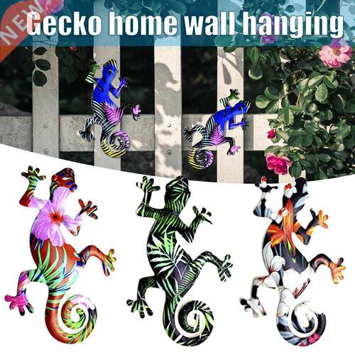Metal Gecko Wall Sculptures Ornaments Garden Art Lizard