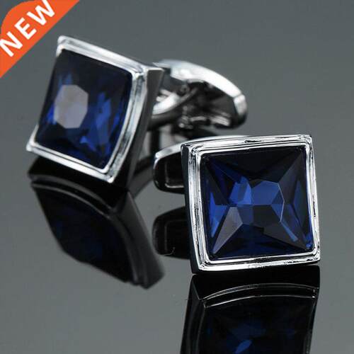 High quality crystal Cufflinks New Fashion Jewelry Blue Crys