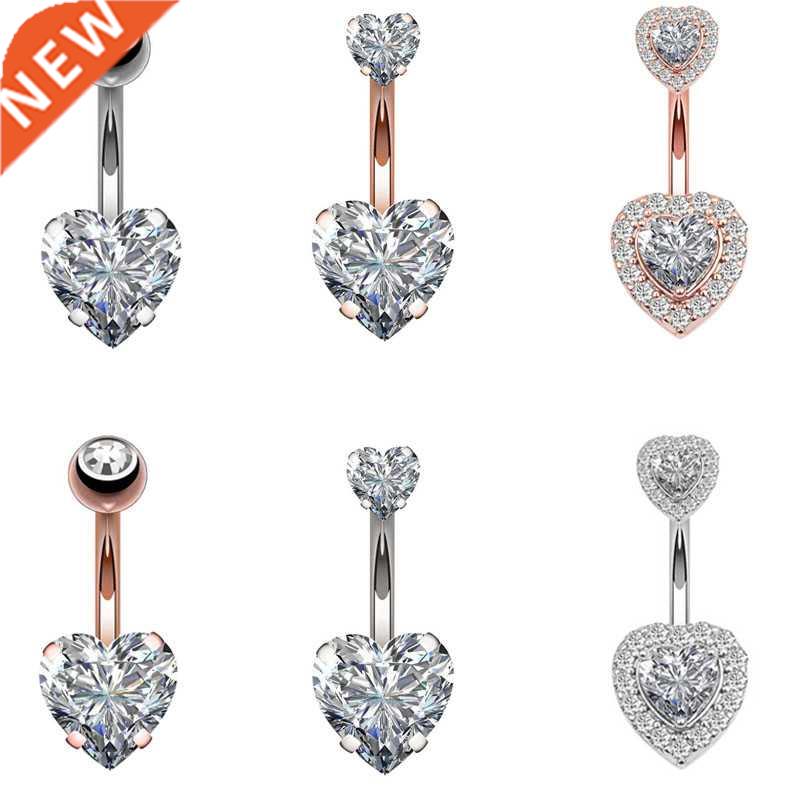 1PC Steel Belly Button Rings Crystal Piercing Navel Heart St