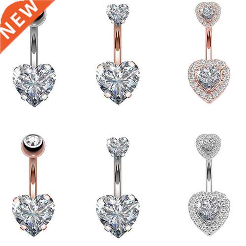1PC Steel Belly Button Rings Crystal Piercing Navel Heart St