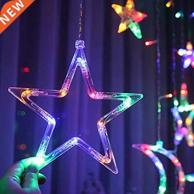 15LED Light Star And Moon Curtain Light String Christmas