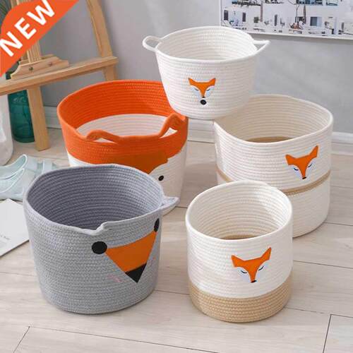 Cylindrical Cotton Rope Woven Basket Laundry Hamper