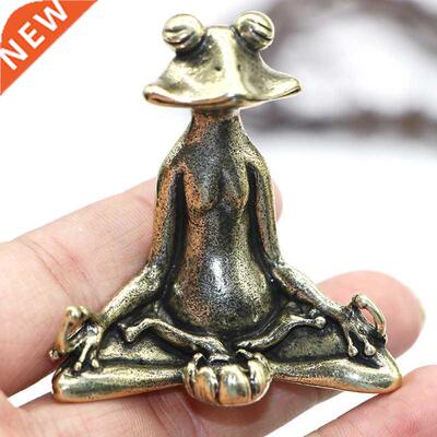 Retro Brass Medtate Zen Buddhsm Frog Statue Small Ornament