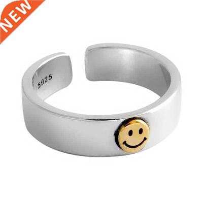 INS Retro Smile Face Ring Female Smile Ring Student Open Fin