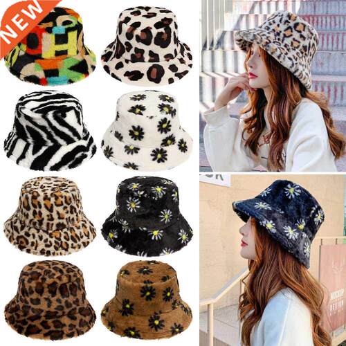 New Fashon Women Bucket Hat Faux Fur Fsherman Cap Multcol