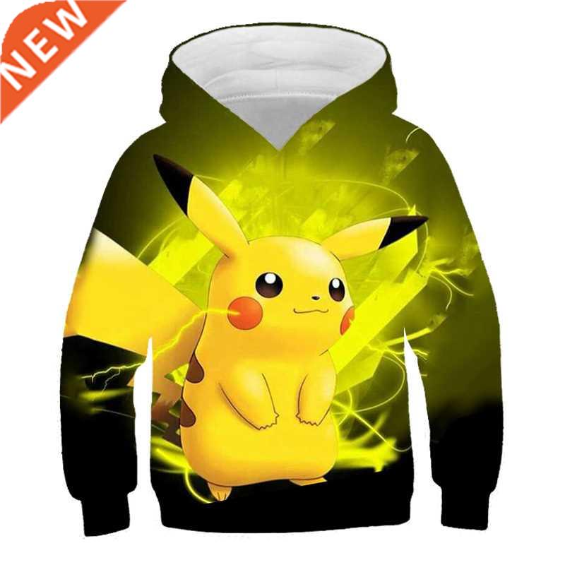 Boys Pikachu Hoodies Autun 3D Print Cartoon Pokeon Sweatsh