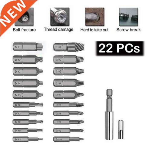 Dreamburgh 22Pcs/Set Damaged Stripped Screw Extractor Set fo