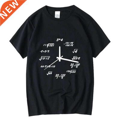 XINYI Men's T-shirt 100% cotton casual funny math clock Prin