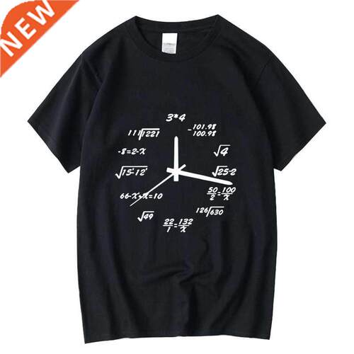 XINYI Men's T-shirt 100% cotton casual funny math clock Prin