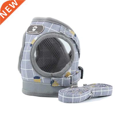 Small And Medium Dog Harness Reflective Plaid Breathable Pol