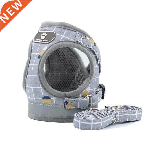 Small And Medium Dog Harness Reflective Plaid Breathable Pol