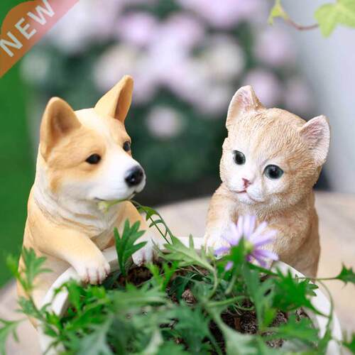 Cute Cat Dog Rabbit Hanging Cup Resin Decoration Animal