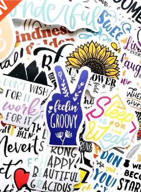 50Pcs English Letters Cartoon Quotes Stickers Laptop