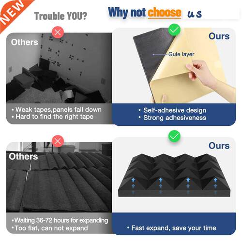 250x250x50mm 8/12/24pcs Studio Acoustic Soundproof Foam Pa