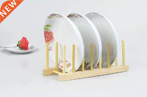 1PC Kitchen Organizer Wooden Dish Rack Plate Holder Bowl