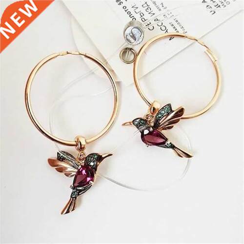 Exquisite Bird-shaped Hummingbird Hoop Pendant Crystal Penda
