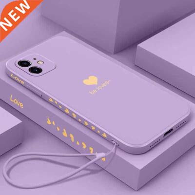 Ultra-thin Cute Heart-shaped Square Liquid Silicone Phone Ca