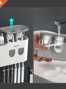 Magnetic Adsorption Inverted Toothbrush Holder Double Automa