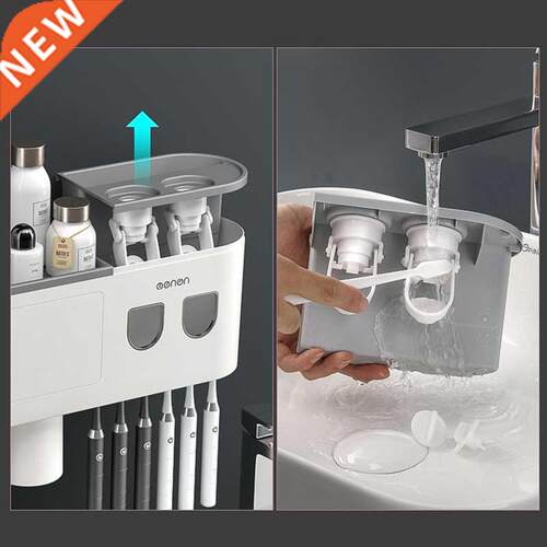 Magnetic Adsorption Inverted Toothbrush Holder Double Automa