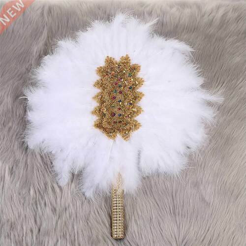 African Custom Feather Hand Fan for Wedding Lace Dance Hand