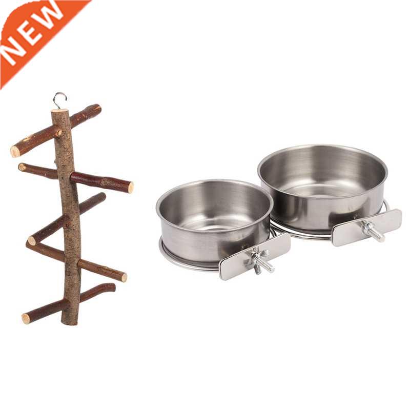 Bird Perch Natural Wood Bark Rotating Ladder Parrot Cage