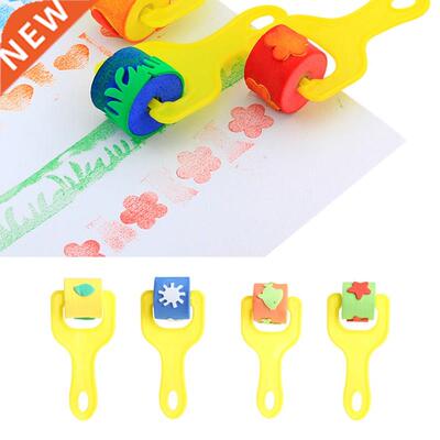 4Pcs Sponge Roller Stamper Foam Paint Crafts Stamps Kids Chi