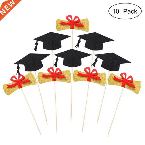 10pcs Graduation Cake Toppers Graduation Certificate Cake