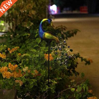 Garden Solar Powered Lights 30 Led Metal Peacock Garden