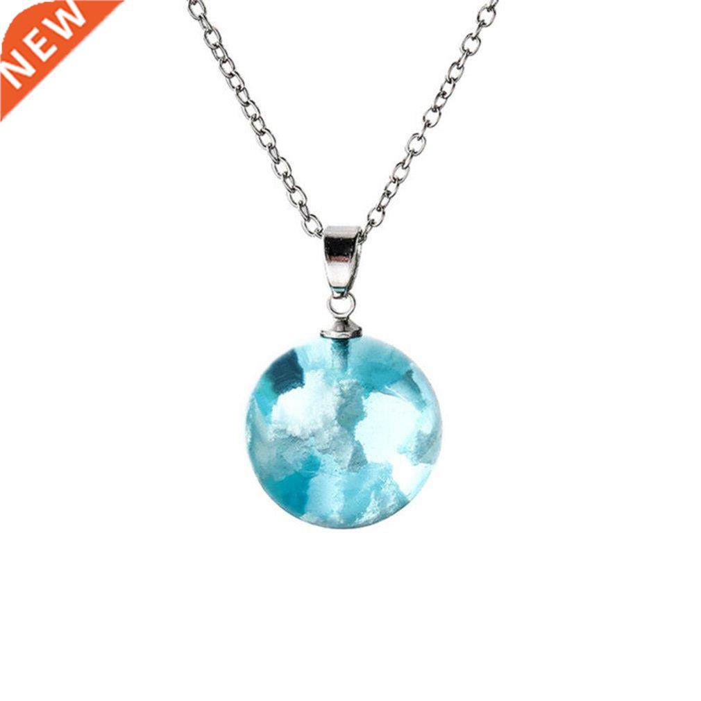 blue sky white cloud necklace spherical resin little flying