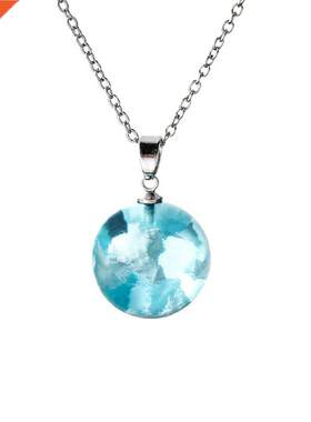 Blue Sky White Cloud Necklace Spherical Resin Little Flying