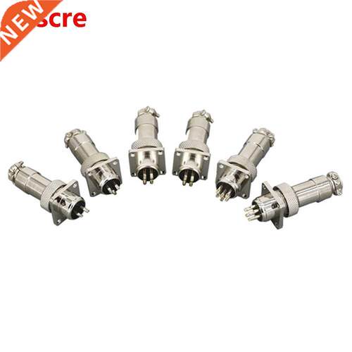 Aviation plug and socket GX12-2//4/5/6/7P 12MM square flang