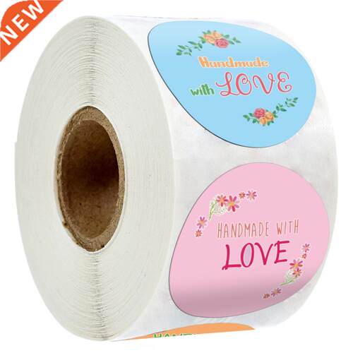 4 Designs Floral Handmade With Love Sticker Paper Seal Labe