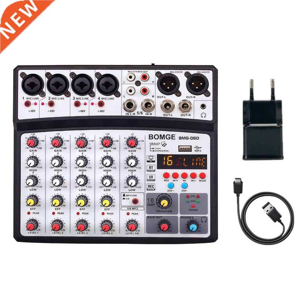 6 Channels Audio Mixer Portable Sound Mixing Console USB Int