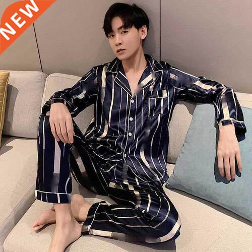Men Comfortable Pyjamas Set XL 4XL 5XL Long Sleeve Casual H