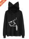 Sweatshirt Kawaii Pink Harajuku Cat Hoodies Winter Pat Women