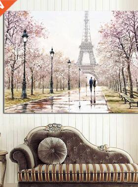 Romantic City Couple Paris Eiffel Tower Landscape Abstract