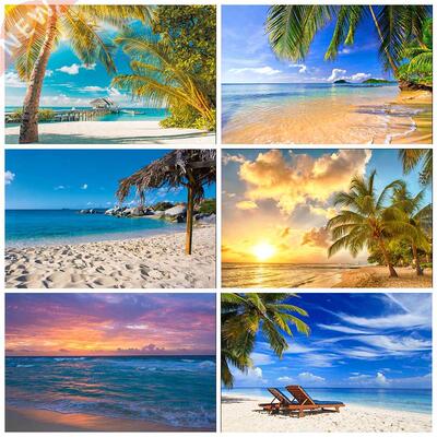 Seaside Beach Palm Tree Photographic Background wall wallpap
