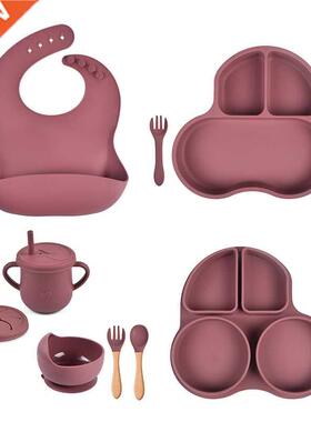 4/6/8 PCS Baby 2 in 1 Soft Silicone Dishes Car Shape Sucker