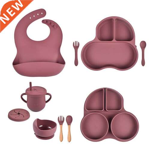 4/6/8 PCS Baby 2 in 1 Soft Silicone Dishes Car Shape Sucker