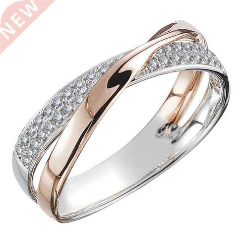 Huitan Newest Fresh Two Tone X Shape Cross Ring for Women We