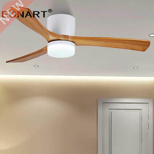 48Inch Low Floor Wooden Led Dc Ceiling Fan With Lamp Remote