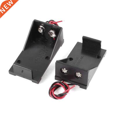 2 Pcs Black 9V Cells Battery Holder Case Box w Wired Leads