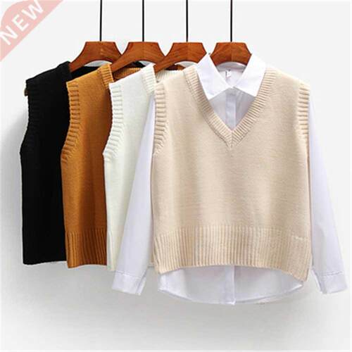 Women Sweater Vest Spring 2021 Autumn Women Short Loose Knit