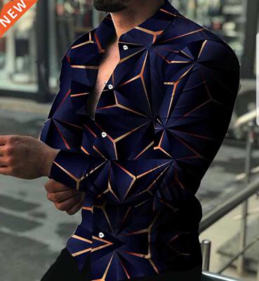 2022 Spring Gradual Men Fashion Shirts Turn-down Collar Butt