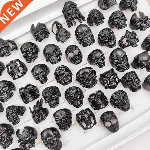 30 Pcs/Lot Gothic Punk Big Skull Rings for Women Men Skullie