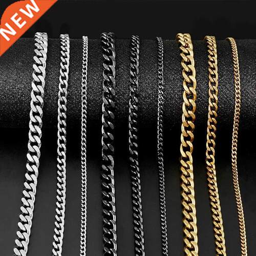 Cuban Link Chain Necklace For Men Woman Basic Punk Stainless