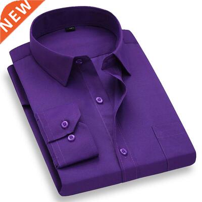 New 2022 Men Dress Shirt Fashion Twill Solid Business Clothi