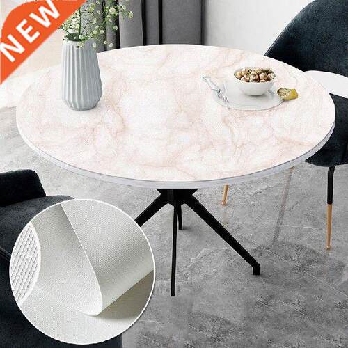 50cm Marbling PU Leather Round Table Cloth Classic
