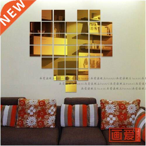 34 pieces in one set Mirror three-dimensional wall stickers
