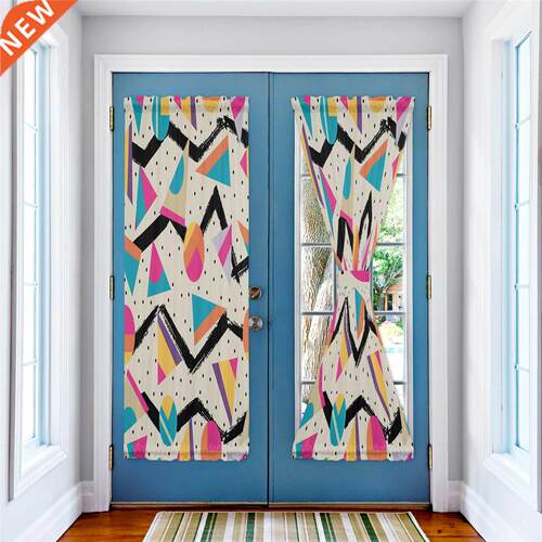 Geometric Red Blck Brush Door Curtins Decor Home Bedroom